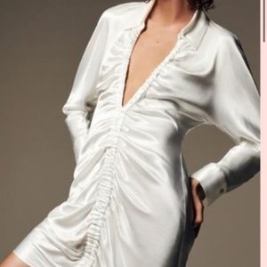Zara - white satin ruched drsss